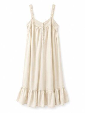 Vintage Victoria's Secret Gold Label Cotton Nightgown Lace Trim Maxi Dress